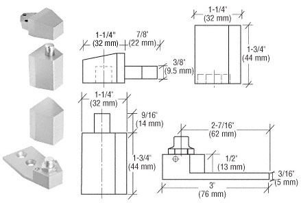 CRL Offset Satin Aluminum Reversible Pivot Set Flush with Frame Face