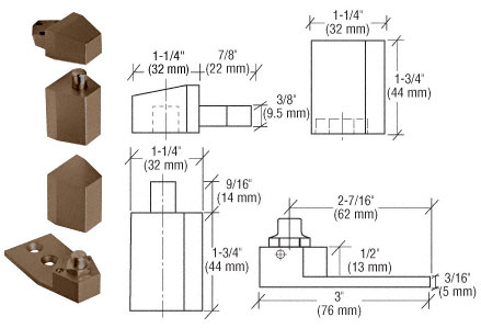 CRL Offset Duranodic Bronze Reversible Pivot Set Flush with Frame Face