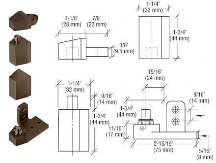 CRL Offset Dark Bronze Right Hand Pivot Set Flush with Frame Face