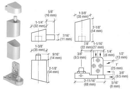 CRL Offset Satin Aluminum Left Hand Pivot Set Flush with Frame Face