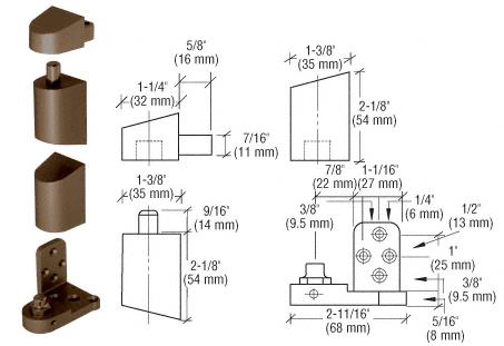 CRL Offset Duranodic Bronze Right Hand Pivot Set Flush with Frame Face