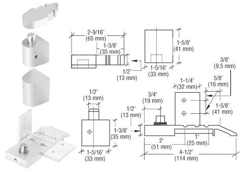 CRL Offset Satin Aluminum Right Hand Pivot Set 1/8" Recessed