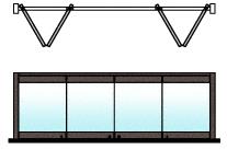 CRL Dark Bronze Anodized 4-Panel Bipart Overhead Track Full Bi-Fold Door Configuration