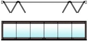 CRL Dark Bronze Anodized 6-Panel Bipart Overhead Track Full Bi-Fold Door Configuration
