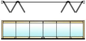 CRL Polished Brass 6-Panel Bipart Overhead Track Full Bi-Fold Door Configuration