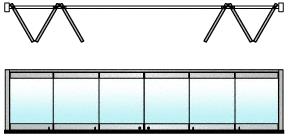 CRL Polished Stainless 6-Panel Bipart Overhead Track Full Bi-Fold Door Configuration