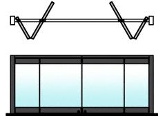 CRL Black 4-Panel Bipart Overhead Track Half Bi-Fold Door Configuration