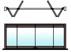 CRL Dark Bronze Anodized 4-Panel Bipart Overhead Track Half Bi-Fold Door Configuration