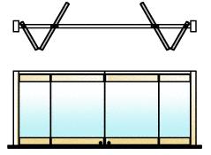 CRL Polished Brass 4-Panel Bipart Overhead Track Half Bi-Fold Door Configuration