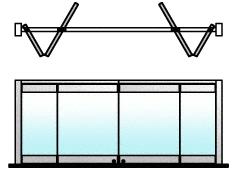 CRL Polished Stainless 4-Panel Bipart Overhead Track Half Bi-Fold Door Configuration
