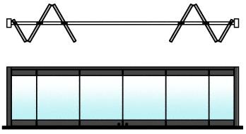 CRL Black 6-Panel Bipart Overhead Track Half Bi-Fold Door Configuration
