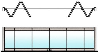 CRL Brushed Stainless 6-Panel Bipart Overhead Track Half Bi-Fold Door Configuration