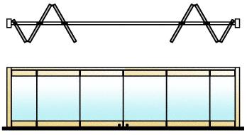 CRL Polished Brass 6-Panel Bipart Overhead Track Half Bi-Fold Door Configuration