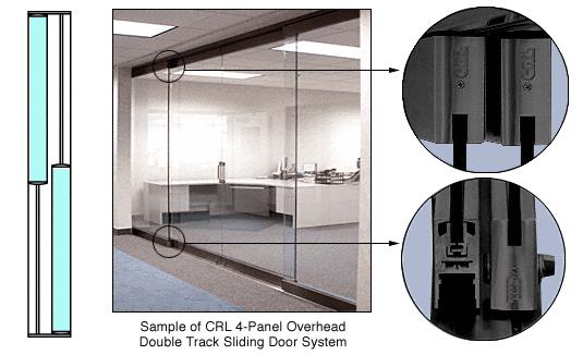 CRL Black 2-Panel Overhead Double Track Sliding Door System
