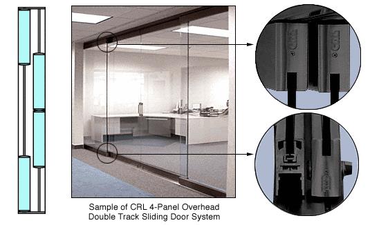 CRL Black 4-Panel Overhead Double Track Sliding Door System