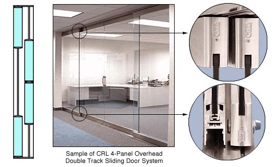 CRL Satin Anodized 4-Panel Overhead Double Track Sliding Door System
