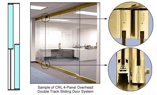 CRL Polished Brass 2-Panel Overhead Single Track Sliding Door System