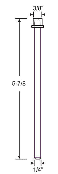 Bi-Fold Door Top Guide Pin with Cap, 1/4" Rod, 3/8" Cap, 5-7/8" Long