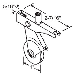 STB Sliding Screen Door Roller, Stainless Steel Wheel, Top Adjustment Screw, 1" Diameter