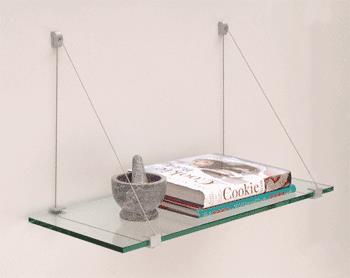 Satin Aluminum 10" x 24" Cable Glass Shelf Kit