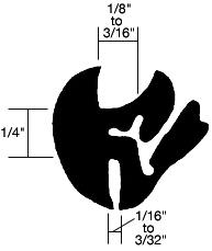 CRL One-Piece Self-Sealing Weatherstrip 1/16" to 3/32" Panel - 1/8" to 3/16" Glass