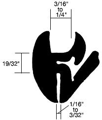 CRL One-Piece Self-Sealing Weatherstrip 1/16" to 3/32" Panel - 3/16" to 1/4" Glass