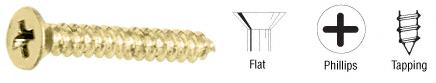 CRL Polished Brass #10 x 1-1/2" Flat Head Phillips Screws - Package of 100