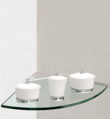 CRL 12" x 12" Corner Glass Shelf with Frosted Chrome Clip Kit