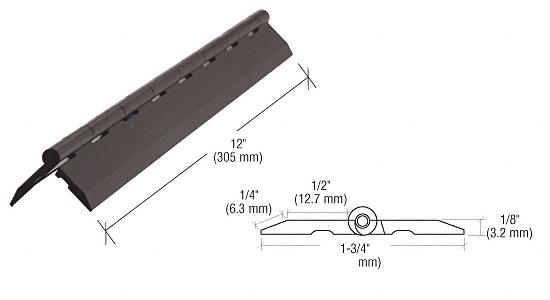 Hinge, Continuous, Acrylic, Black  - 12 in long
