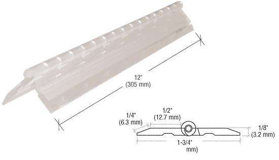 Hinge, Continuous, Acrylic, Clear  - 12 in long