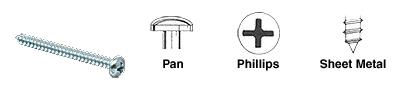 CRL 12 x 3/4" Pan Head Phillips Sheet Metal Screws - Package of 100
