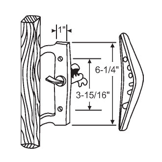 STB Sliding Glass Patio Door Handle Set, Internal Style, Keyed, Aluminum, 3-15/16" Screw Holes