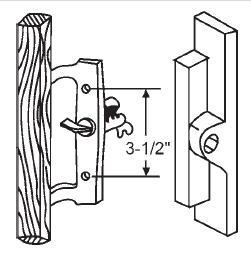 STB Sliding Glass Patio Door Handle Set, Internal Locking, Keyed, Black, 3-1/2" Screw Holes