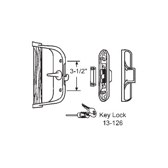 STB Sliding Glass Patio Door Handle Set, Mortise Type, Non-Keyed, Gray, 3-15/16" Screw Holes