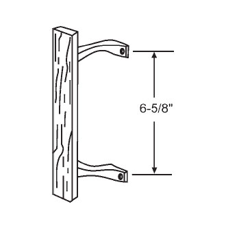 STB Sliding Glass Patio Door Interior Pull Handle, Black with Wood Handle, 6-5/8" Screw Holes