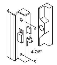 STB Sliding Glass Patio Door Handle Set, Hook Style, Non-Keyed, Black, 4-7/8" Screw Holes