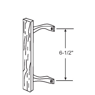 STB Sliding Glass Patio Door Interior Pull Handle, Black with Wood Handle, 6-1/2" Screw Holes