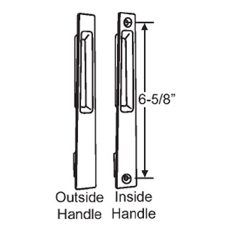 STB Sliding Glass Patio Door Dummy Handle Set, Flush Mount, Chrome, 6-5/8" Screw Holes