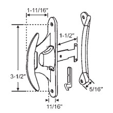 STB Sliding Patio Screen Door Latch and Handle Set, 3-1/2" Screw Holes