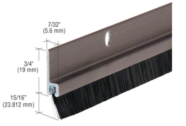 Dark Bronze Anodized and Nylon Door 15/16" Bristle Weatherstrip - 36 in long