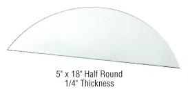 CRL 5" x 18" Half Round 1/4" Clear Tempered Glass Shelf - Pack of 5