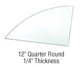 CRL 12" Quarter Round 1/4" Clear Tempered Glass Shelf - Pack of 5