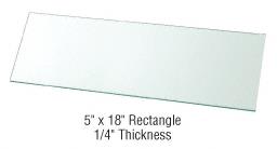 CRL 5" x 18" Rectangle 1/4" Clear Tempered Glass Shelf - Pack of 5