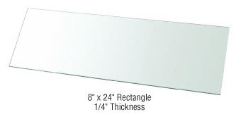 CRL 8" x 24" Rectangle 1/4" Clear Tempered Glass Shelf -  Pack of 5
