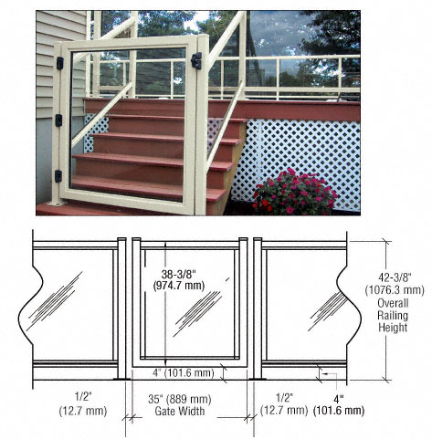 CRL Oyster White 36" 100 Series Aluminum Railing System Gate for 1/4" to 3/8" Glass