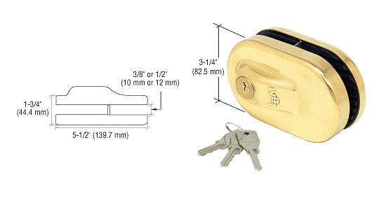 CRL Brass Finish Glass Mounted Slip-on Patch Lock for use with 1/2" (13mm) Thick Glass