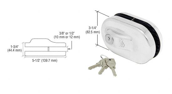 CRL Chrome Finish Glass Mounted Slip-on Patch Lock for use with 1/2" (13mm) Thick Glass