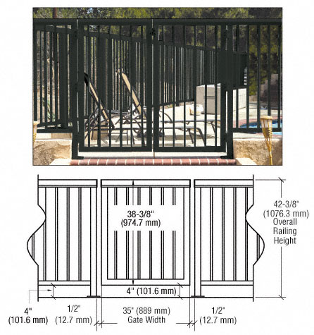 CRL Matte Black 36" Aluminum Railing System Gate With Picket for 1/4" to 3/8" Glass