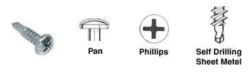 CRL 10-16 x 3/4" Pan Head Phillips Self-Drilling Screws - Package of 100