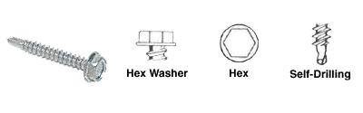 CRL 1/4-20 x 3/4" Hex Washer Head Self-Drilling Screws - Package of 100